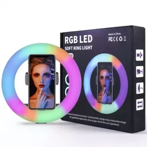 ARO LUZ LED 26 CM RGB COLORES + TRÍPODE 2.10 METROS KIT